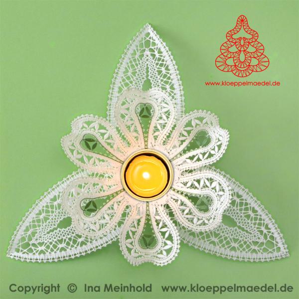 502 Klöppelbrief Blüte "Schneeglöckchen" für Teelichthalter